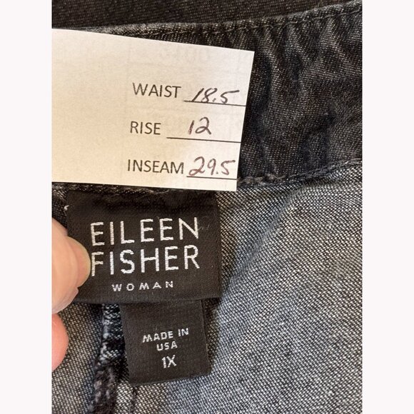Vtg Eileen Fisher Women Denim Pants Sz 1X Charcoal Gray Straight Leg Minimalist - Picture 2 of 7